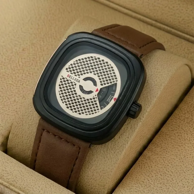 Belleda 8714 Leather Strap Watch - Leathers.pk