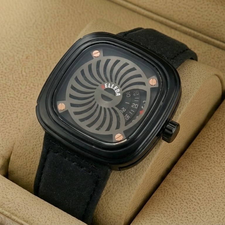 Belleda B9134 Original Watch Leather Strap Dial Black Color