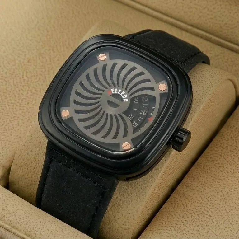 Belleda B9134 Original Watch Leather Strap Dial Black Color