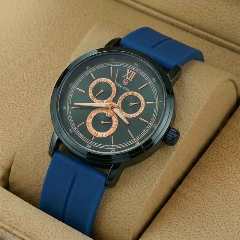 Kademan 818G Watch Chronograph Leather Strap