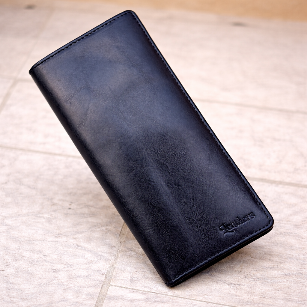 The Diamond: High-Shine Textured Leather Long Wallet