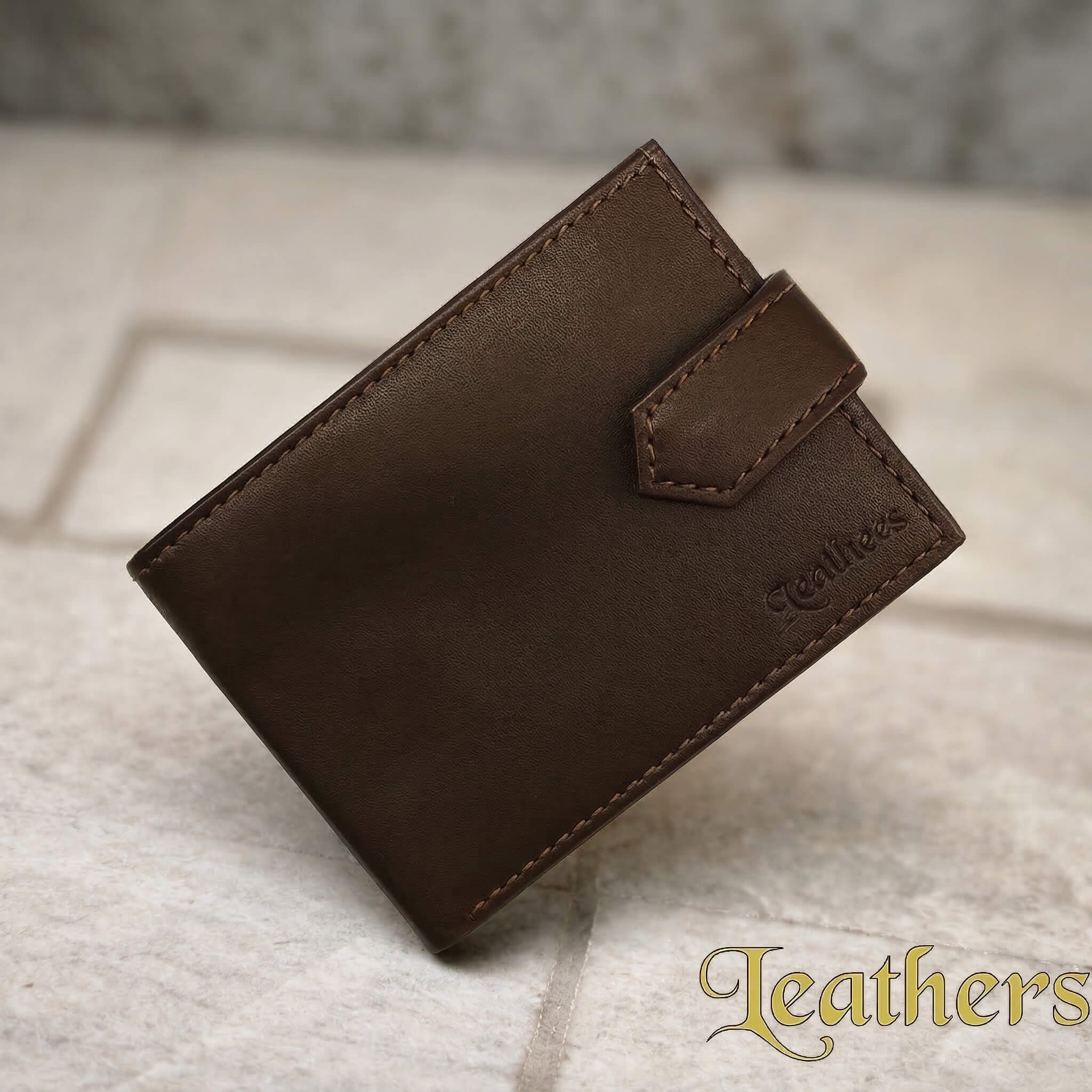 Dollar Size Brown Trifold Men's Leather Wallet