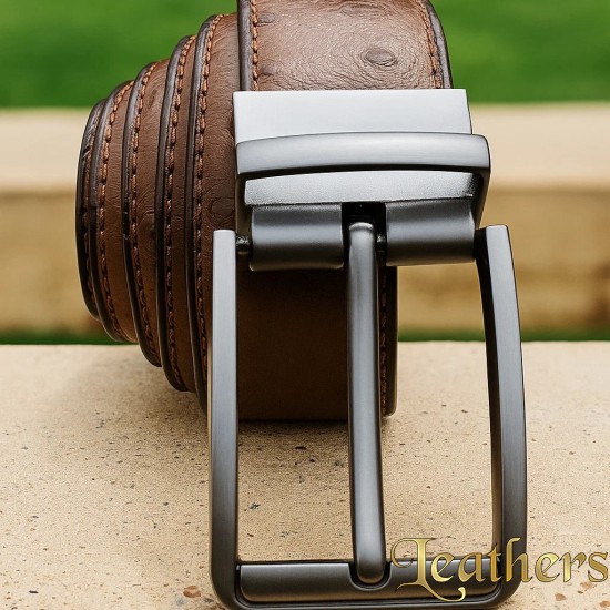 Double Sided Dotted Light Brown Formal Men's Leather Belt