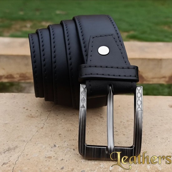 Export Quality Formal Black Leather Belt for Men