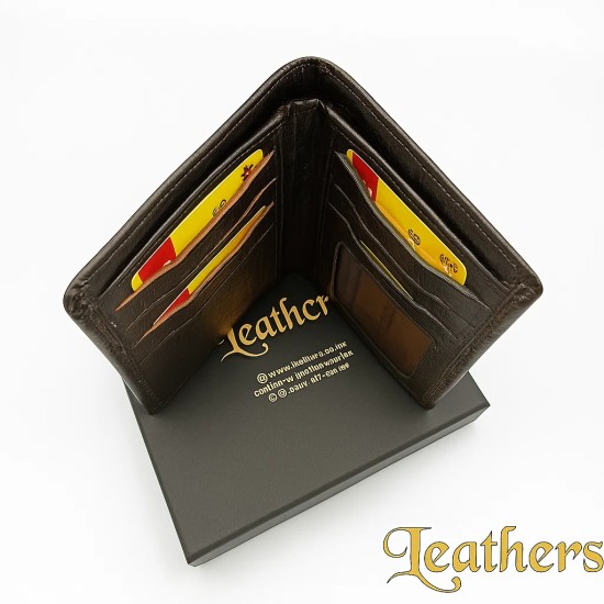 half-long-black-texture-bifold-leather-wallet-for-men