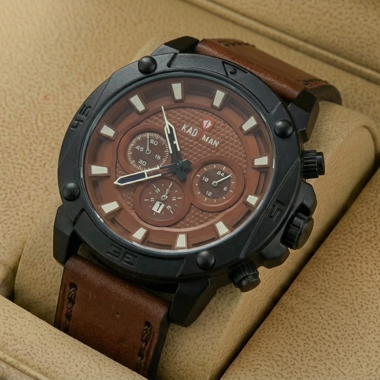 Kademan 6048G Watch Leather Strap With Date