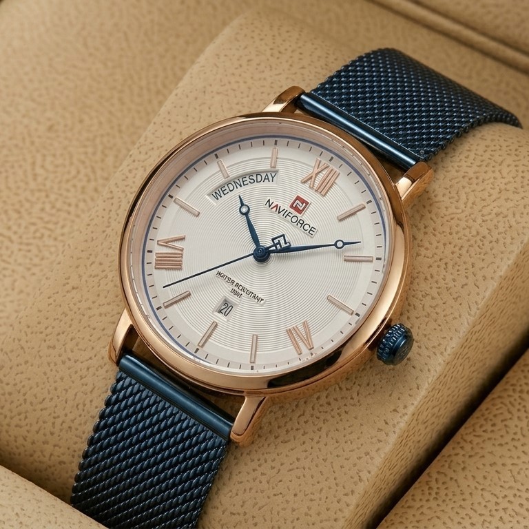 Naviforce NF-3006 Chain Strap Rose Gold & White Color Watch