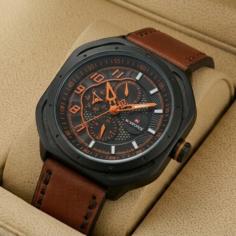 NAVIFORCE NF9141M Watch Chronograph Leather Strap