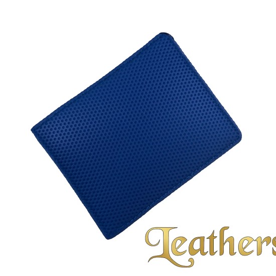 Pocket Size Blue Dotted Bifold Men's Leather Wallet