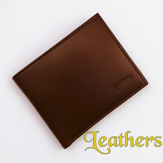 Pocket Size Brown Texture Trifold Leather Wallet for Men