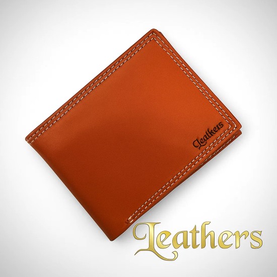 Pocket Size Mustard Plain Bifold Leather Wallet for Men