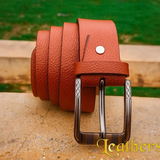 Premium Textured Men's Mustard Casual Leather Belt