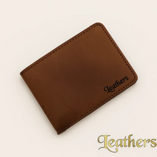 Small Size Camel Color Bifold Leather Wallet for Men