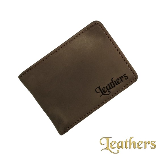 Small Size Grey Bifold Leather Wallet for Men