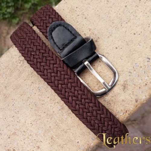 braided-elastic-woven-stretchable-dark-brown-belt-for-kids