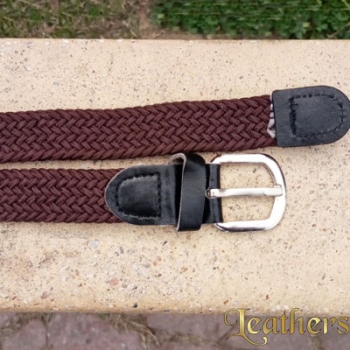 braided-elastic-woven-stretchable-dark-brown-belt-for-kids
